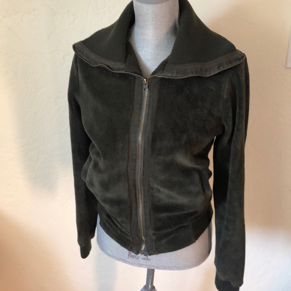 Micro fleece hunter green bomber jacket
